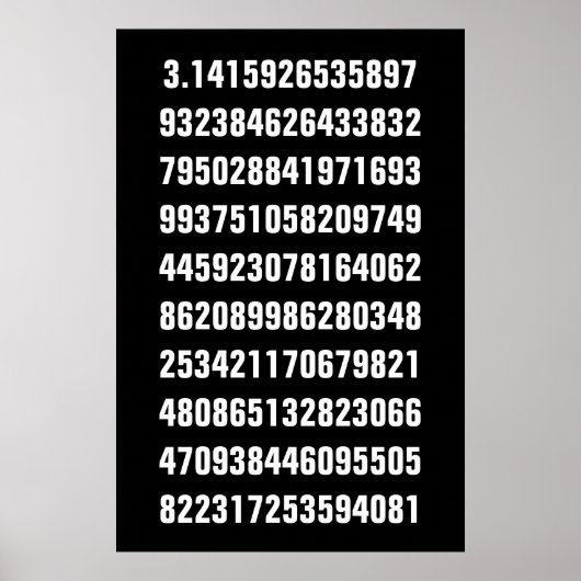 Poster Pi mathématique blanc sur fond noir (Devant)