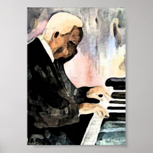 Poster Pianista Jazz O indian Ink Artwork Impresiones