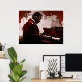 Poster Pianiste de bar nocturne (Bureau à domicile)