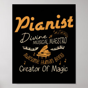 Poster Pianiste divin maestro musical être humain génial
