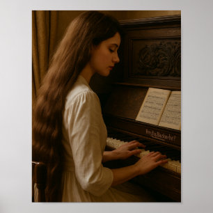 Poster Pianiste femme vintage