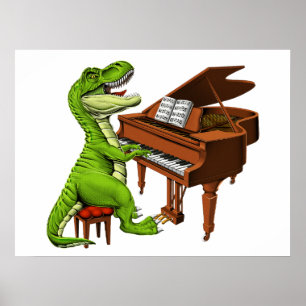 Poster Pianiste T-Rex Dinosaur
