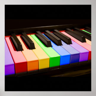 Poster Piano arc-en-ciel