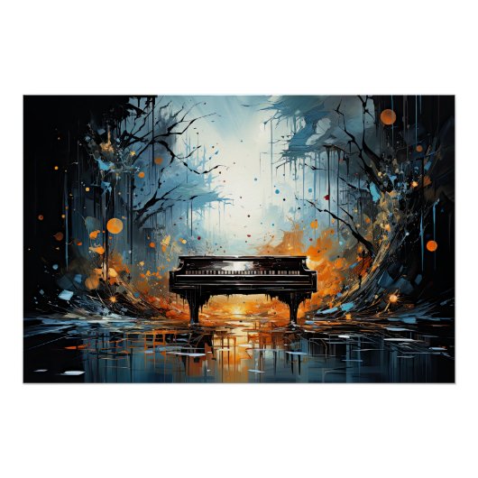 Poster Piano Beauté, imaginaire généré par l'IA, (Devant)
