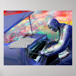Poster Piano bleu