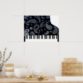 Poster Piano Blue Paisley (Cuisine)