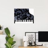 Poster Piano Blue Paisley (Bureau à domicile)