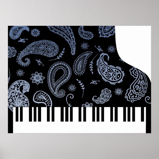 Poster Piano Blue Paisley (Devant)