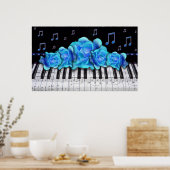 Poster Piano Clavier Bleu Rose Taille Colossale (Cuisine)