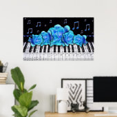 Poster Piano Clavier Bleu Rose Taille Colossale (Bureau à domicile)