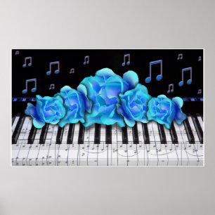 Poster Piano Clavier Bleu Rose Taille Colossale