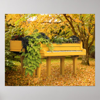 Poster Piano en bois d'automne