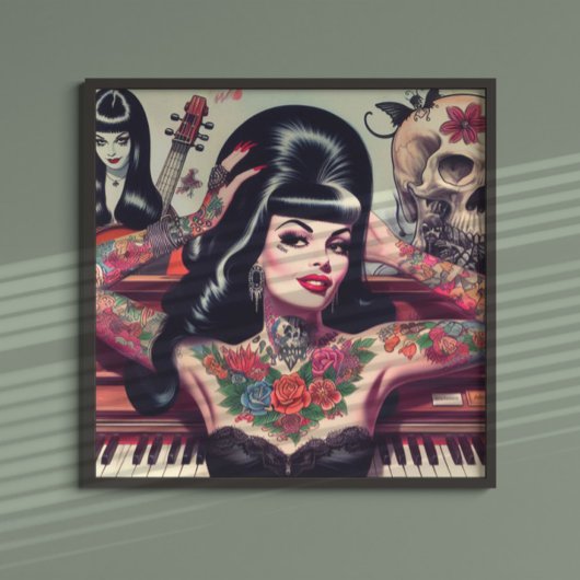 Poster Piano Girl gothique