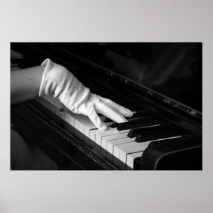 Poster Piano macro closeup, Jouer dans les gants