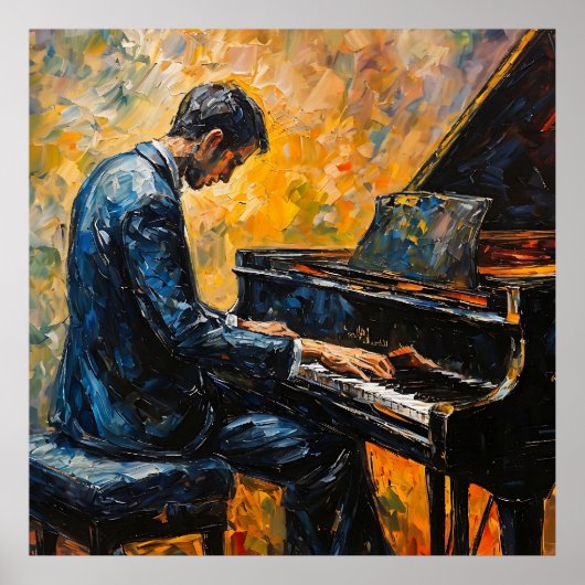 Poster Piano Player - Peinture à l'huile (Devant)