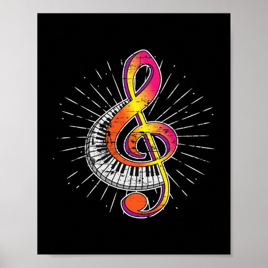 Poster Piano Player Treble Clef Pianist Cadeau Classique  (Devant)