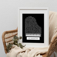 Piano Word Cloud cadeau pour professeur de piano