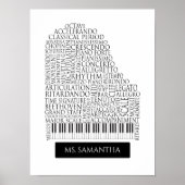 Poster Piano Word Cloud cadeau pour professeur de piano (Devant)