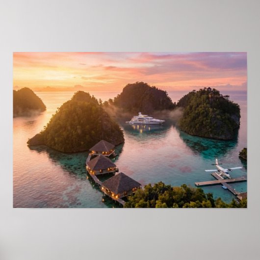Poster Piaynemo Sunrise Raja Ampat Tropical Island Art (Devant)