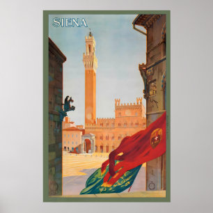 Poster Piazza del Campo Sienne Toscane Italie Vintage