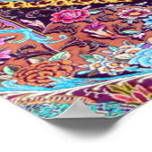 Poster Pic de fleurs florales bleu or violet (Coin)