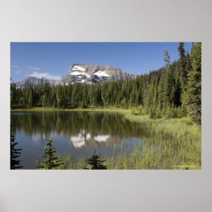 Poster Pic de montagne reflété dans un lac