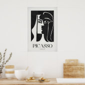 Poster Picasso Le Baiser979 Noir Blanc Abstrait Profil (Cuisine)