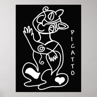 Poster Picatto blanc sur noir
