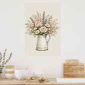 Poster Pichet Floral Rustique (Cuisine)