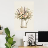 Poster Pichet Floral Rustique (Bureau à domicile)