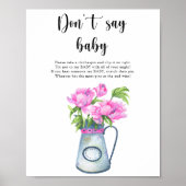 Poster Pichets de fleurs Baby shower - N' dites pas bébé (Devant)