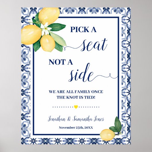 Poster Pick Seat not Side Wedding Ceremony Mediterranean (Devant)