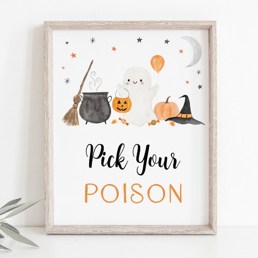 Poster Pick Your Poison Ghost Halloween Boissons Signer