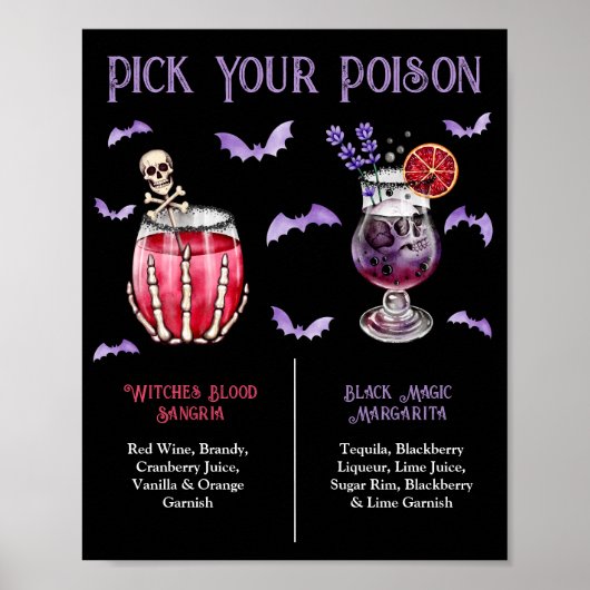 Poster Pick Your Poison Halloween 2 Cocktail Menu  (Devant)