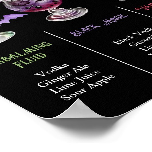 Poster Pick Your Poison Halloween 3 Cocktail Menu (Coin)