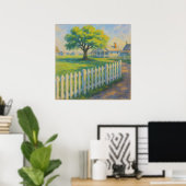 Poster Picket Tree - Pastel Peinture Style Paysage Art (Bureau à domicile)