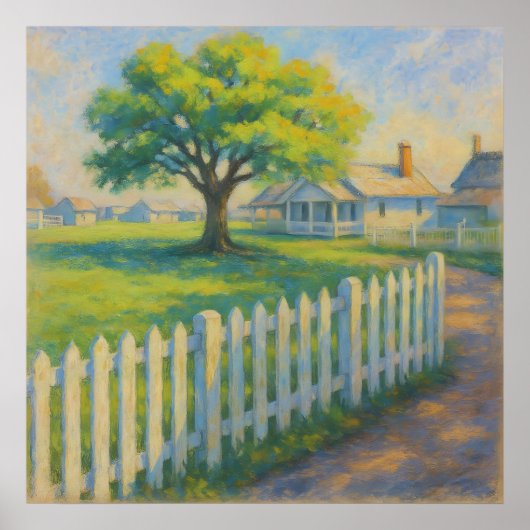 Poster Picket Tree - Pastel Peinture Style Paysage Art (Devant)