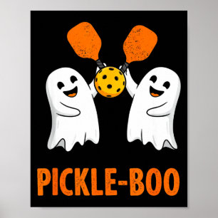 Poster Pickle-boo fantôme drôle d'Halloween pickleball 