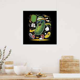Poster Pickle Jouant au Pickleball
