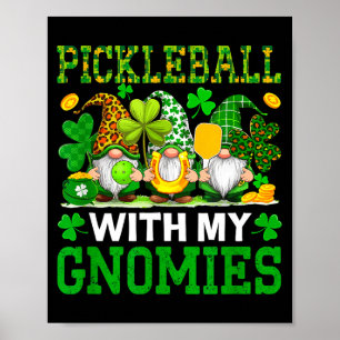 Poster Pickleball avec des gnomes joueur de la Saint-Patr