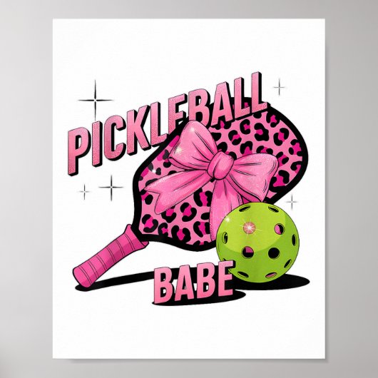 Poster Pickleball Babe Pink Leopard Style Rétro Pour Le S (Devant)