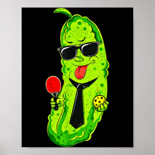 Poster Pickleball cornichon avec cravate et lunettes de s