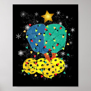 Poster Pickleball Noël Père Noël Pickleball X Mas Lumière