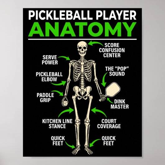 Poster Pickleball player anatomy funny dink pickle ball (Devant)