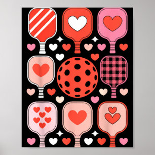 Poster Pickleball Saint-Valentin drôle cœur paddleball