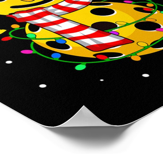 Poster Pickleball Snowman Santa Hat Lumières Noël Pick (Coin)
