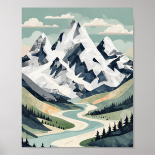 Poster Pics alpins majestueux : Paysage moderne organique