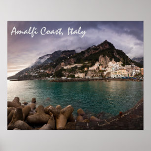 Poster Picturesque Amalfi Coast Italy Seaside Town