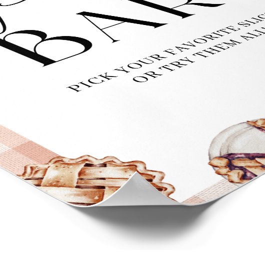 Poster Pie Bar En vichy Cutie Pie Party à thème (Coin)