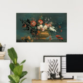 Poster Pièce à fleurs avec perroquet (Bureau à domicile)